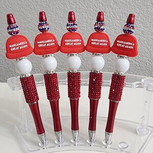 Red Hat Patriotic beaded pen